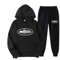 Men 2‑Pieces Tracksuit Set Oval Island Scenery Print Hoodie + Jogger Pants Casual Sports Hooded Sweatshirt Suit Male Outfit