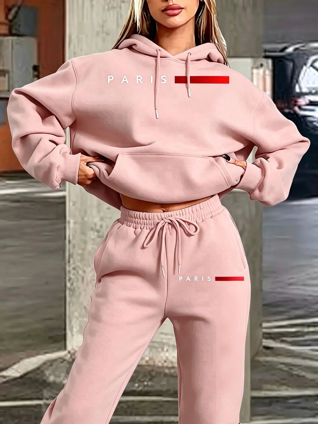 New Women's Sets Hoodie and Pants PARIS Letter Print High Quality Sports Suit Spring Autumn Aesthetic Activewear Women Clothing